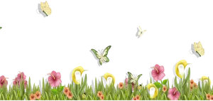 Floral_ Garden_with_ Butterflies_ Clipart PNG