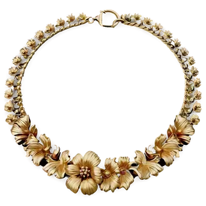 Floral Gold Necklace PNG Qdn28