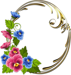 Floral Golden Crescent Design PNG image
