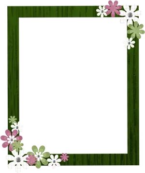 Floral Green Wooden Frame PNG image