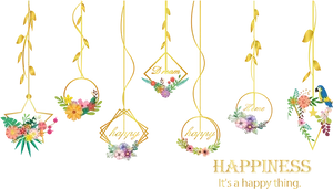 Floral Happiness Decoration Elements PNG image