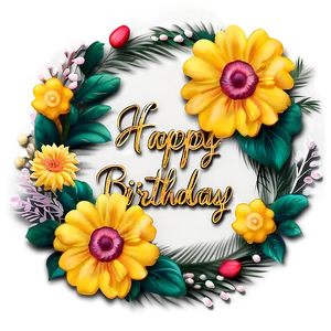 Floral Happy Birthday Cake Topper Png 73 PNG image