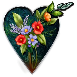 Floral Heart Clipart PNG 06132024