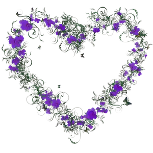 Floral Heart Design Black Background