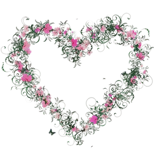 Floral Heart Design Black Background PNG image