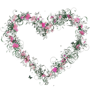 Floral Heart Design Black Background