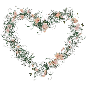 Floral Heart Designon Black Background