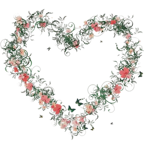 Floral Heart Designon Black Background
