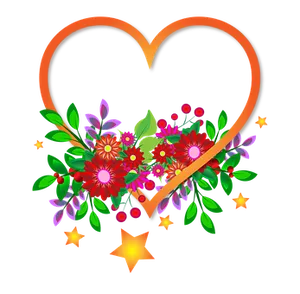 Floral Heart Designon Black Background