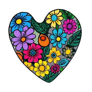 Floral Heart Doodle PNG Jwf74