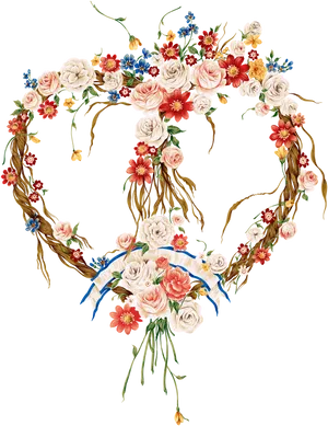 Floral Heart Frame Design PNG image