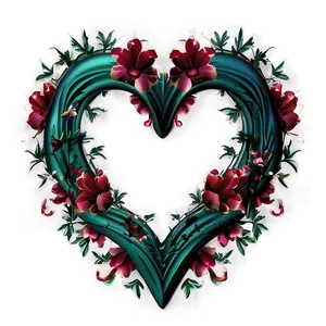 Floral Heart Frame PNG B