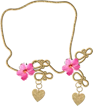 Floral Heart Gold Necklace Design PNG image