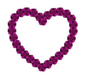 Floral Heart Shapeon Black Background