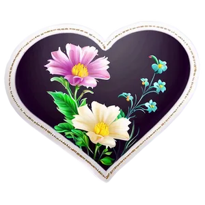 Floral Heart Sticker PNG Kat PNG