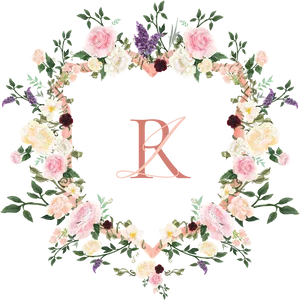 Floral Initial R Wreath Vector PNG image