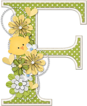 Floral Letter F Design PNG image