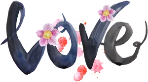 Floral Love Calligraphy PNG image