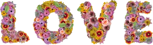 Floral Love Text Design PNG image
