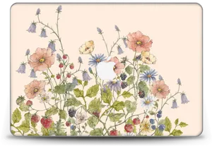 Floral Mac Book Cover Design PNG