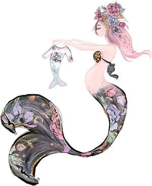 Floral Mermaid Art Clip PNG