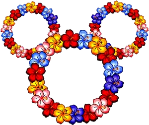 Floral Mickey Mouse Head Design.png PNG image