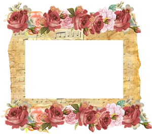 Floral Music Theme Frame PNG image