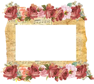 Floral Music Theme Frame PNG