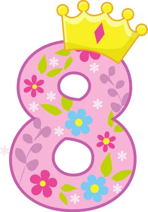 Floral Number8with Crown.png PNG image