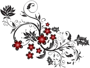 Floral Ornamenton Black Background