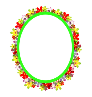 Floral Oval Frameon Black Background