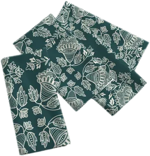 Floral Pattern Napkins Teal Background PNG image