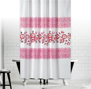 Floral Pattern Shower Curtain Design PNG image