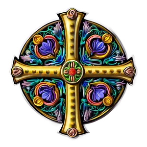 Floral Patterned Celtic Cross Png 63 PNG image