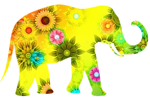 Floral Patterned Elephant Illustration