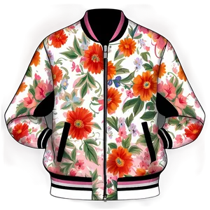 Floral Print Bomber Jacket PNG Frr