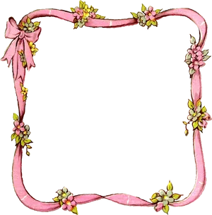 Floral Ribbon Frame Border PNG image