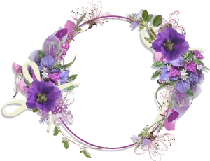 Floral Round Frame Design PNG image
