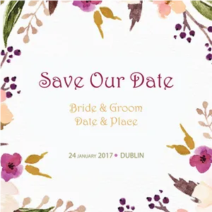 Floral Save The Date Invitation Template PNG image