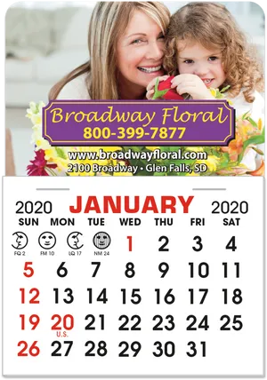 Floral Shop January Calendar Magnet2020 PNG