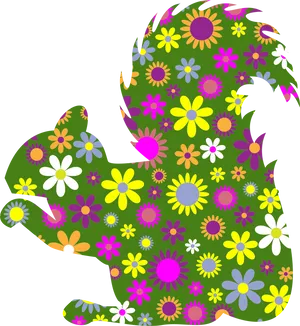 Floral Silhouette Squirrel.png PNG