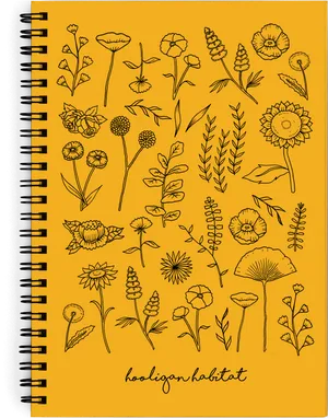 Floral Sketch Cover Notebook PNG image