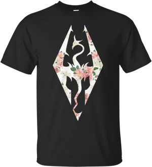 Floral Skyrim Logo T Shirt PNG image