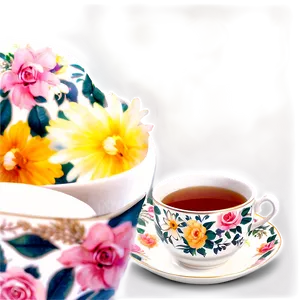 Floral Tea Cup Collection PNG 84