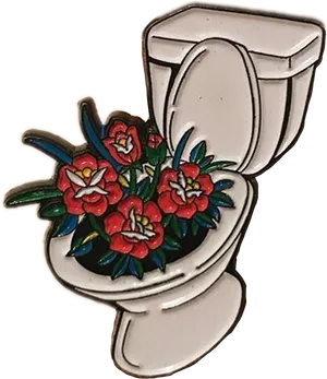 Floral Toilet Aesthetic Pin PNG image