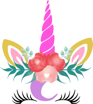 Floral Unicorn Graphic PNG image