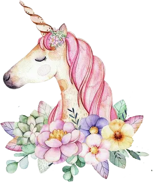 Floral_ Unicorn_ Illustration.png PNG image