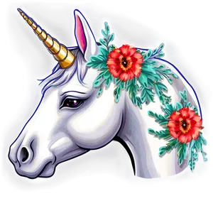 Floral Unicorn PNG Rac