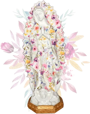 Floral Virgen De Guadalupe Statue PNG image