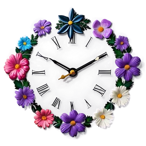 Floral Wall Clock PNG 92